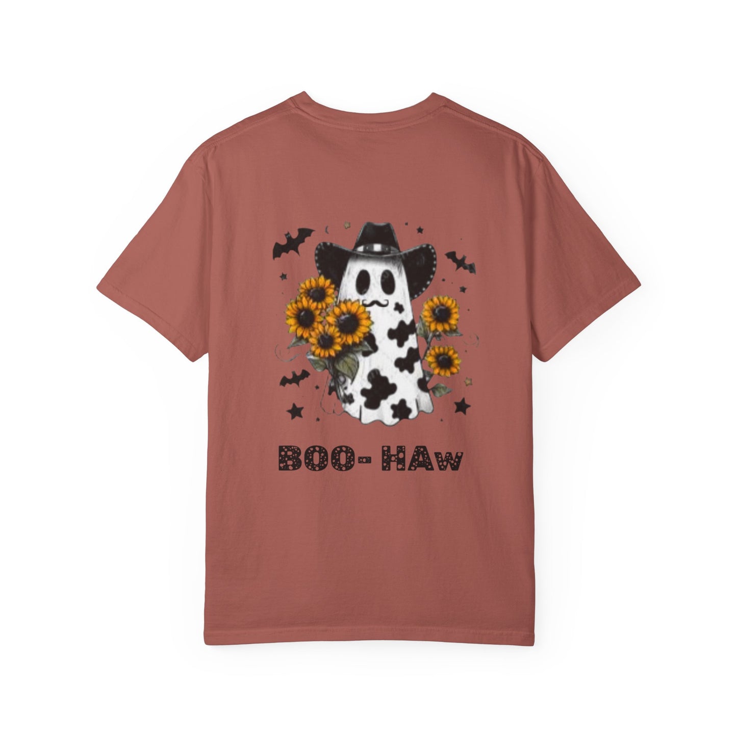 Boo- Haw Ghost Flower Tee Unisex Garment-Dyed T-shirt, Black & White, Vintage Western, Western lover gifts