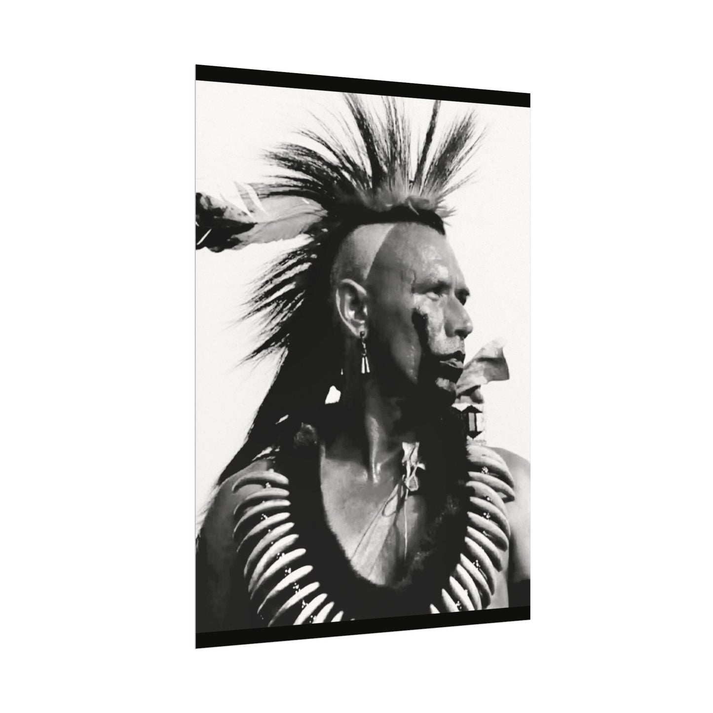 Feathered Warrior Cheif   – Western Textured Watercolor Matte Posters