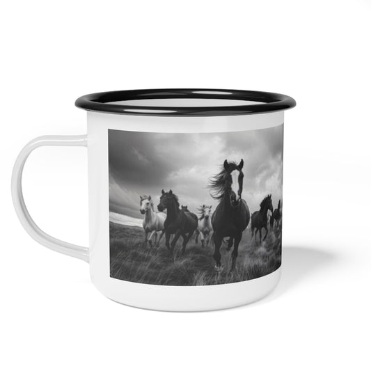 Rustic Horse Enamel Camp Cup | Perfect for Camping, Nature Lovers, Horse Enthusiasts, Gift for Riders, Adventure Mug