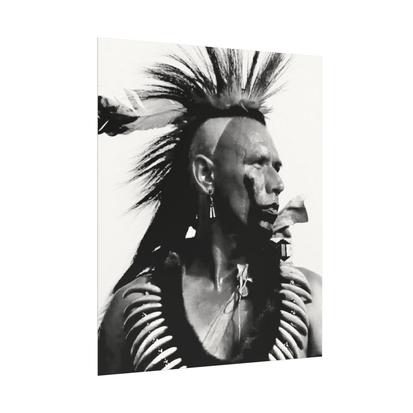 Feathered Warrior Cheif   – Western Textured Watercolor Matte Posters