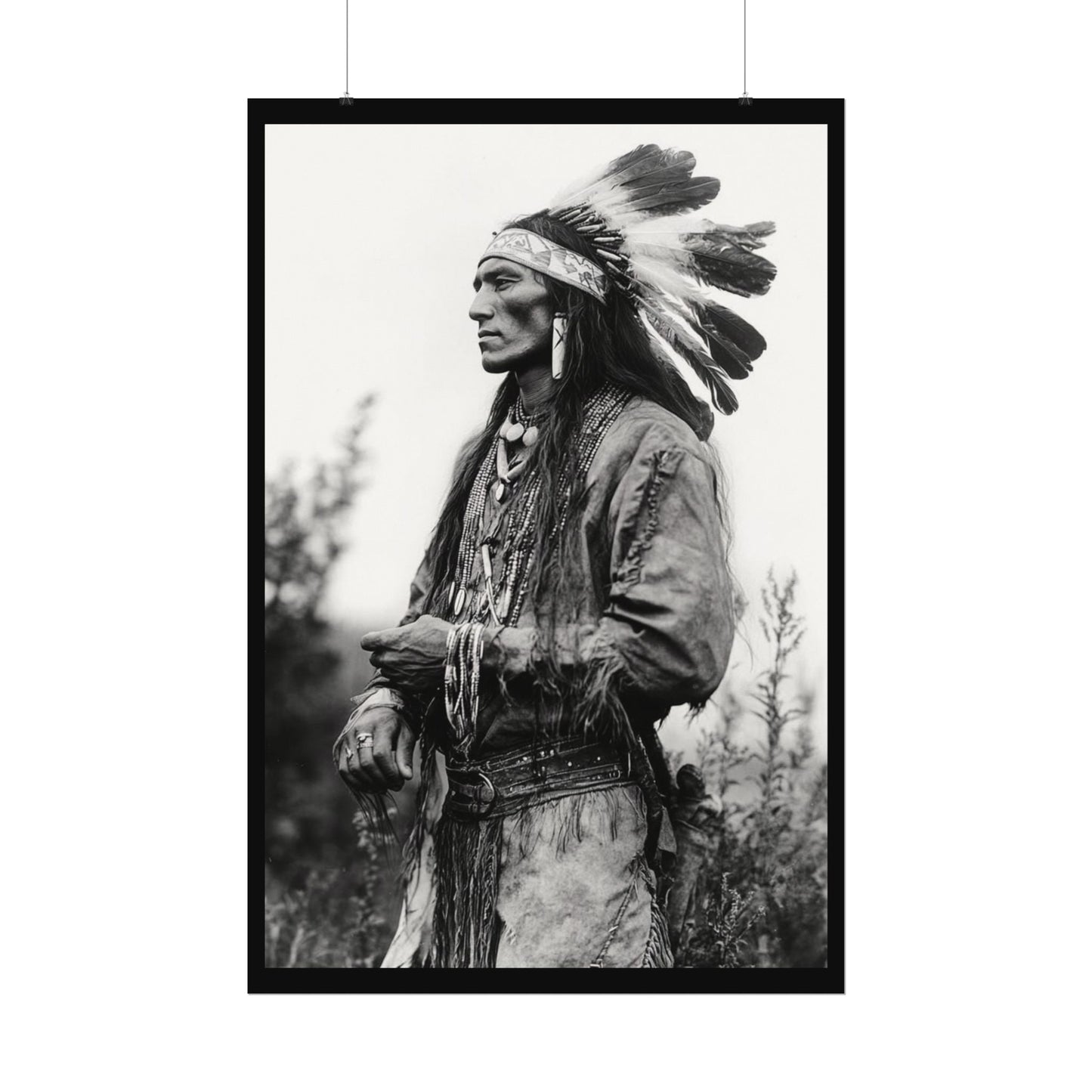 Warriors Gaze – Western Textured Watercolor Matte Posters