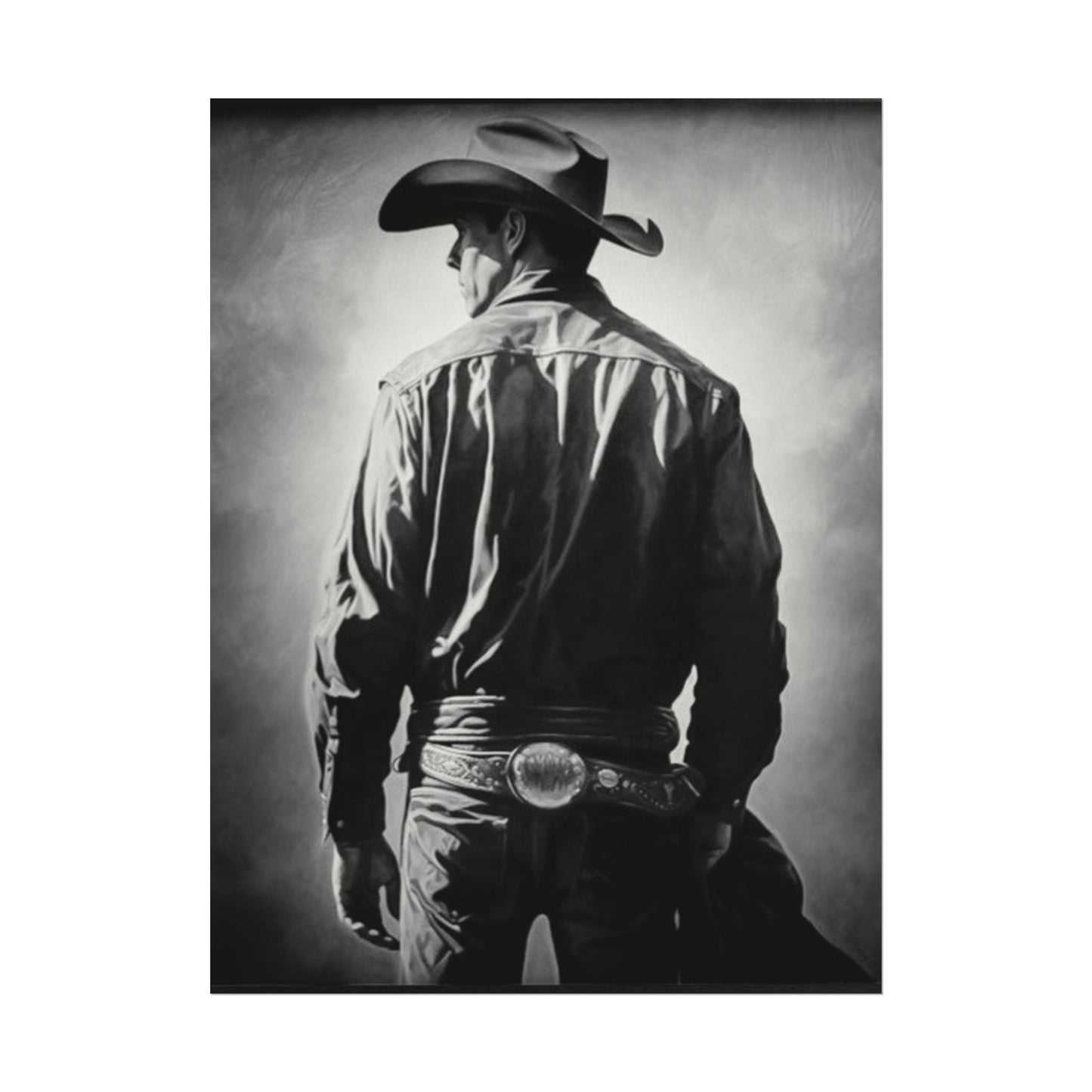 The Lone Rider – Western Textured Watercolor Matte Posters