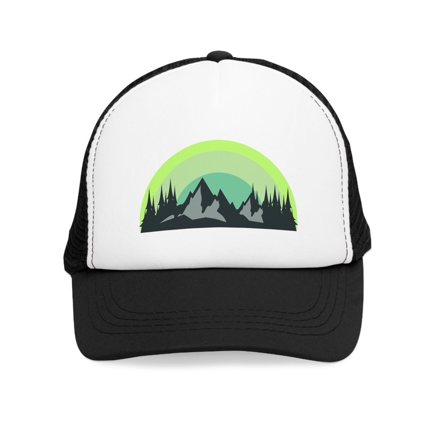 Green Rainbow Trucker Hat, Nature Lovers Adjustable Cap