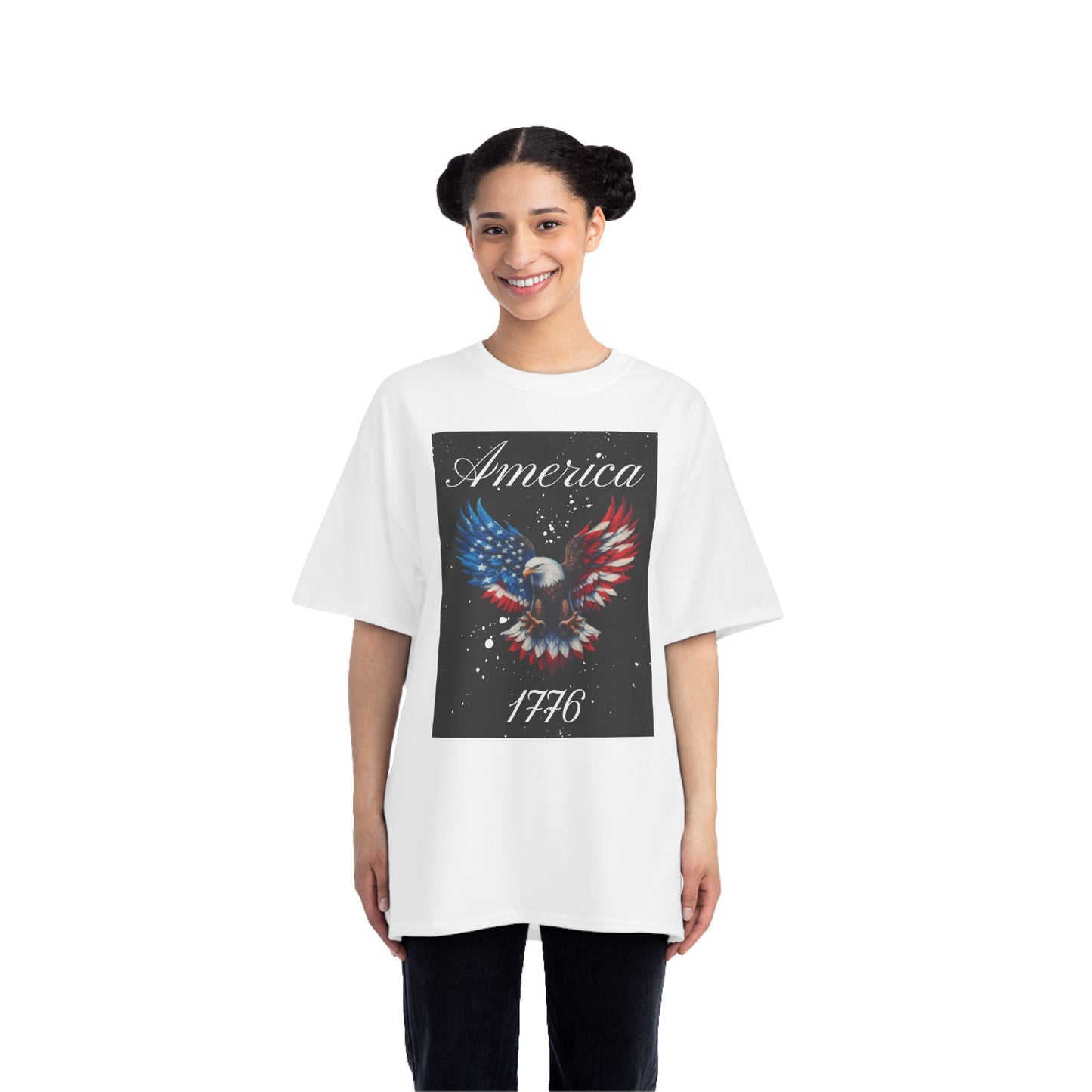 American Eagle Paint Splatter in White Patriot T-Shirt | America 1776 Design, Fourth of July Shirt, Independence Day Tee, Memorial Day Top, Gift for Veterans