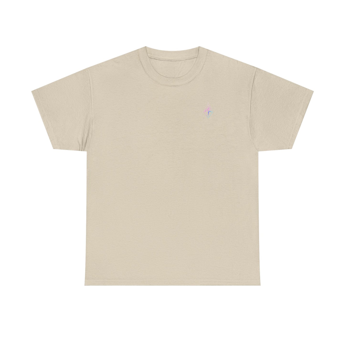 Arrow Ridge Gradient Tee — Minimal Origami Logo T-Shirt with Pastel Holographic Design