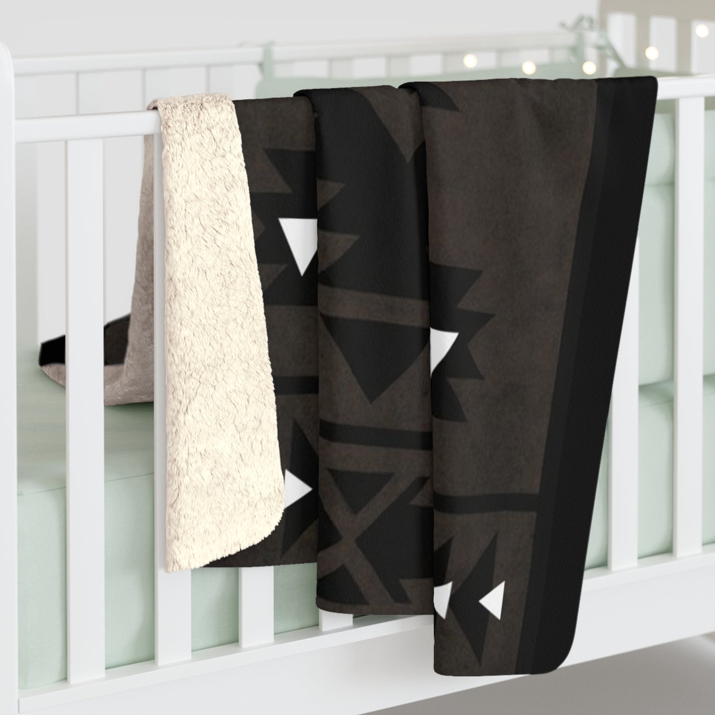 Isaiah Sherpa Fleece Blanket - Modern Tribal Design, Perfect for Home Decor, Gift for Him/Her, Winter Warmth, Beach Blanket