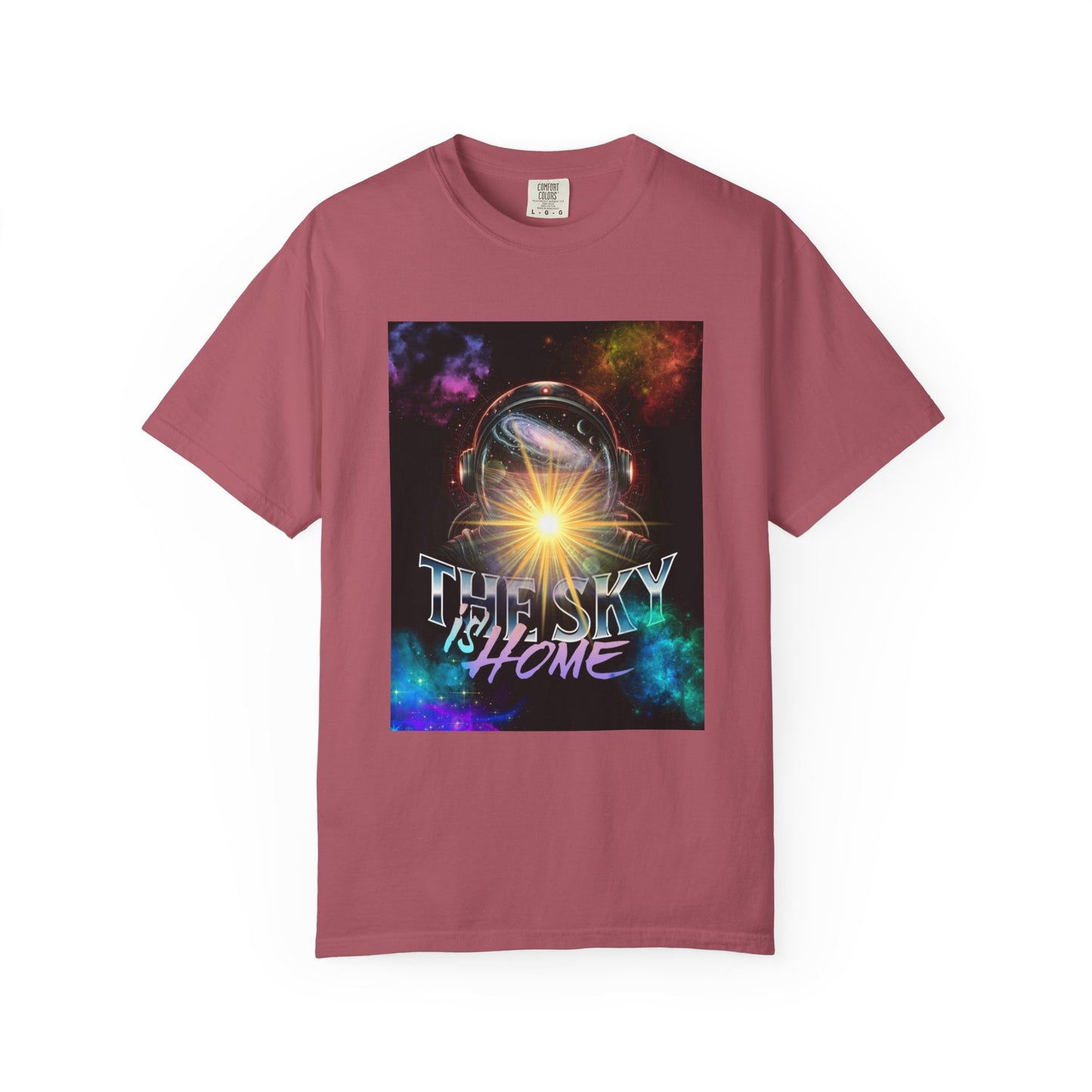 Cosmic Vibe T-Shirt: The Sky is Home Unisex Garment-Dyed Tee, Cute Graphic Shirt, Space Lover Gift, Casual Wear, Art Tee