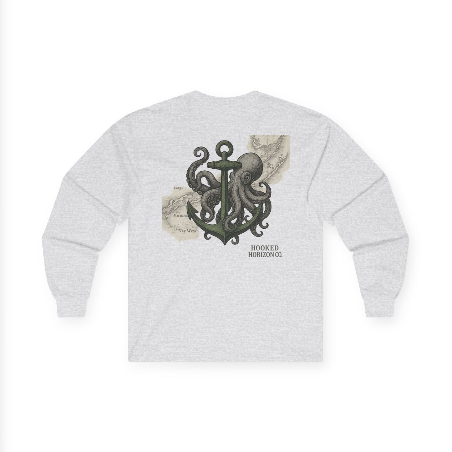 Octopus & Anchor Long Sleeve Tee, Unisex Cotton Shirt, Nautical Gift, Beachwear, Casual Outfit, Ocean Lover Apparel