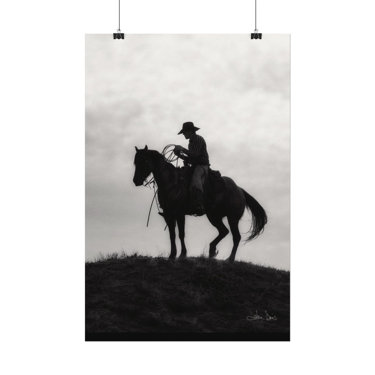 Rider On The Ridge – Western Textured Watercolor Matte Posters