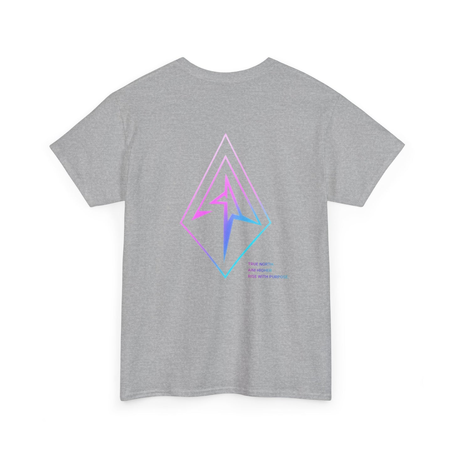 Arrow Ridge Gradient Tee — Minimal Origami Logo T-Shirt with Pastel Holographic Design