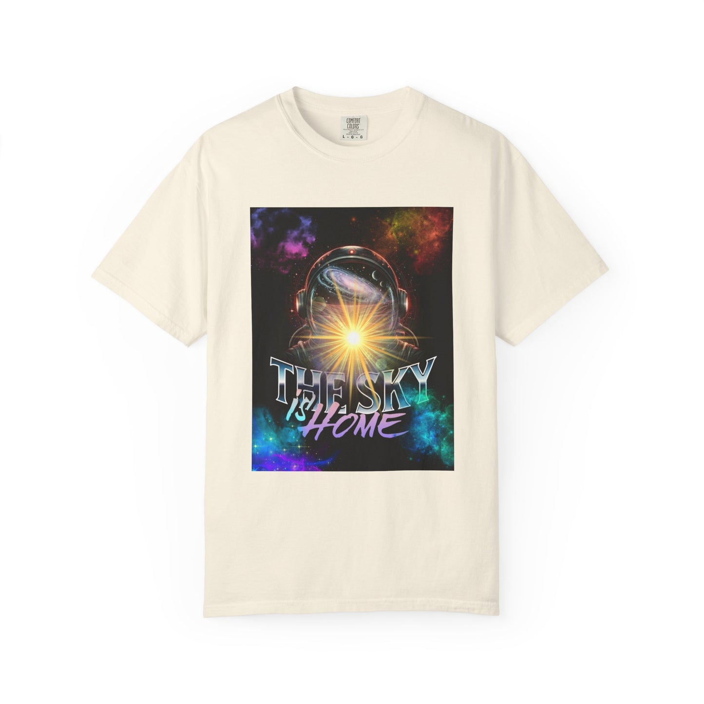 Cosmic Vibe T-Shirt: The Sky is Home Unisex Garment-Dyed Tee, Cute Graphic Shirt, Space Lover Gift, Casual Wear, Art Tee