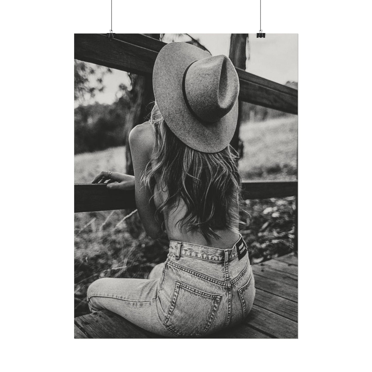 Babys Got Her Blue Jeans On – Western Textured Watercolor Matte Posters