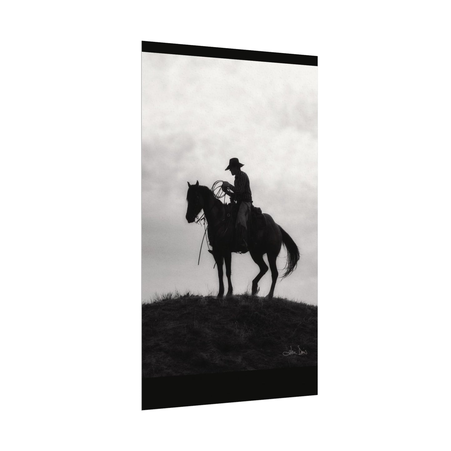 Rider On The Ridge – Western Textured Watercolor Matte Posters
