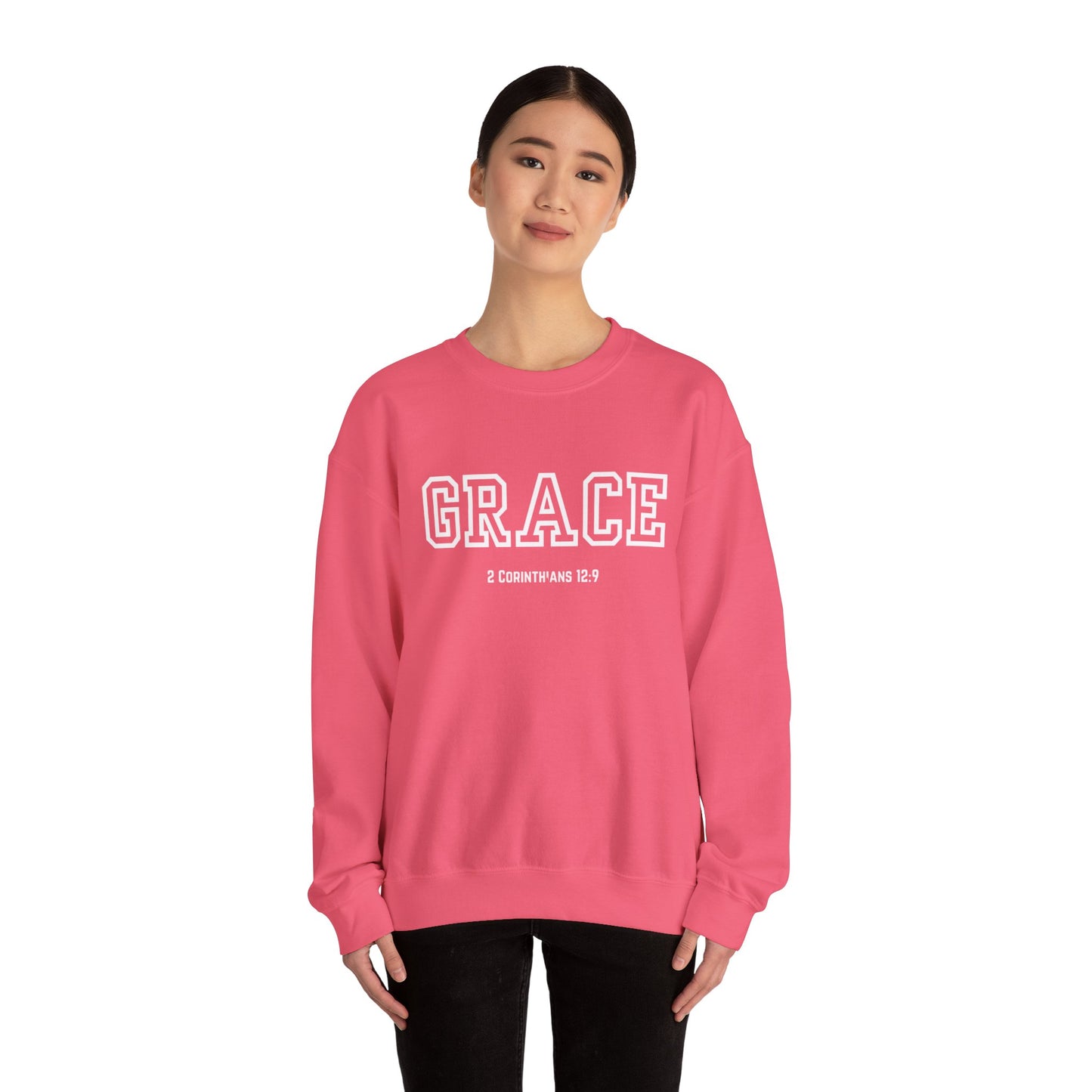 Grace Crewneck Sweatshirt - Comfort in Faith, Unisex Gift, Spiritual Apparel, Inspirational Fashion, Cozy Christian Sweatshirt