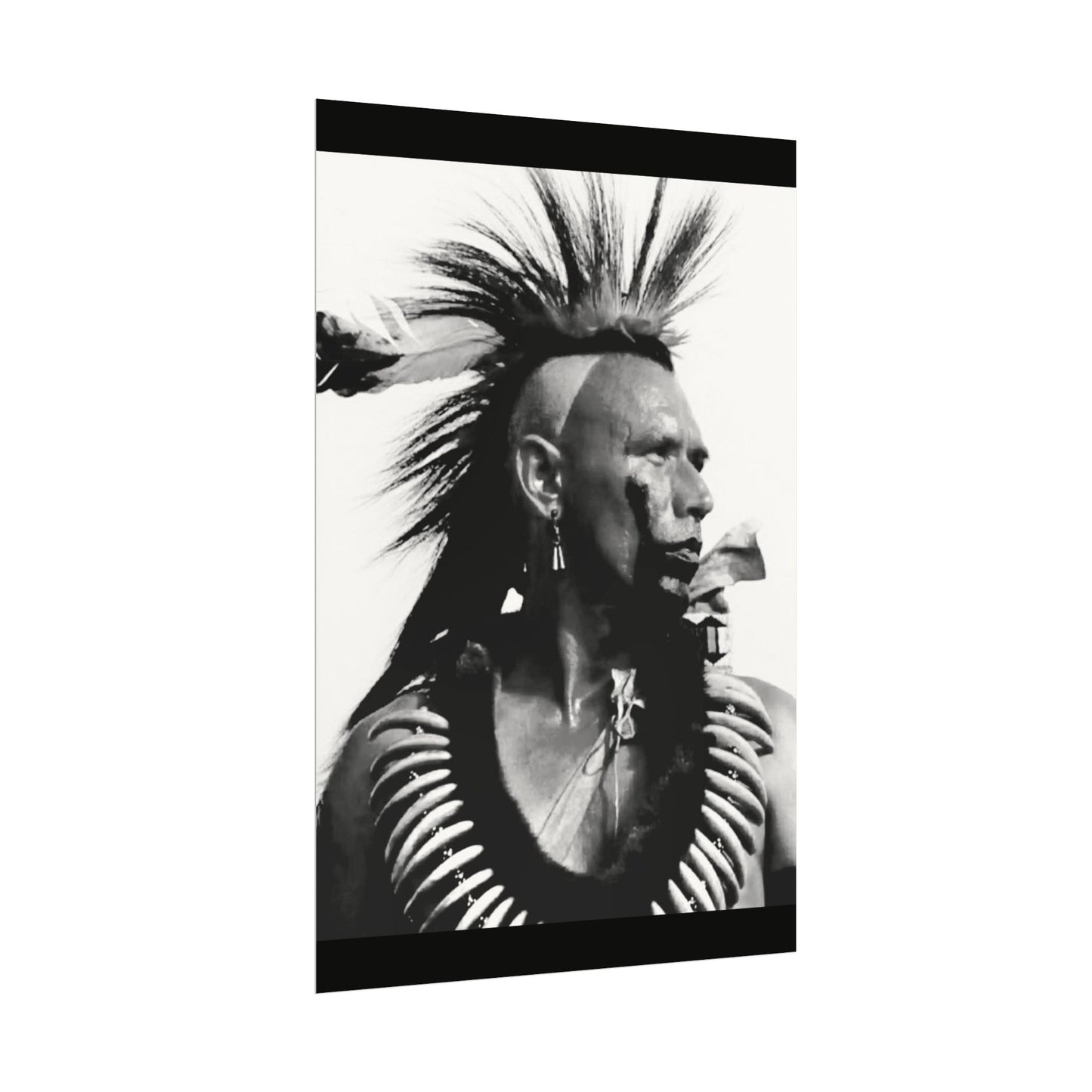 Feathered Warrior Cheif   – Western Textured Watercolor Matte Posters