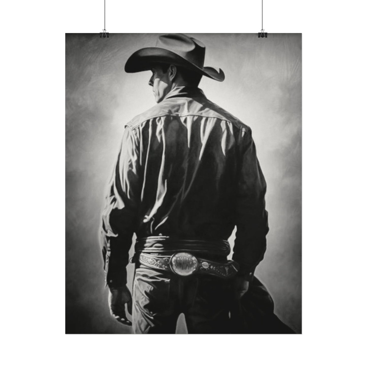 The Lone Rider – Western Textured Watercolor Matte Posters