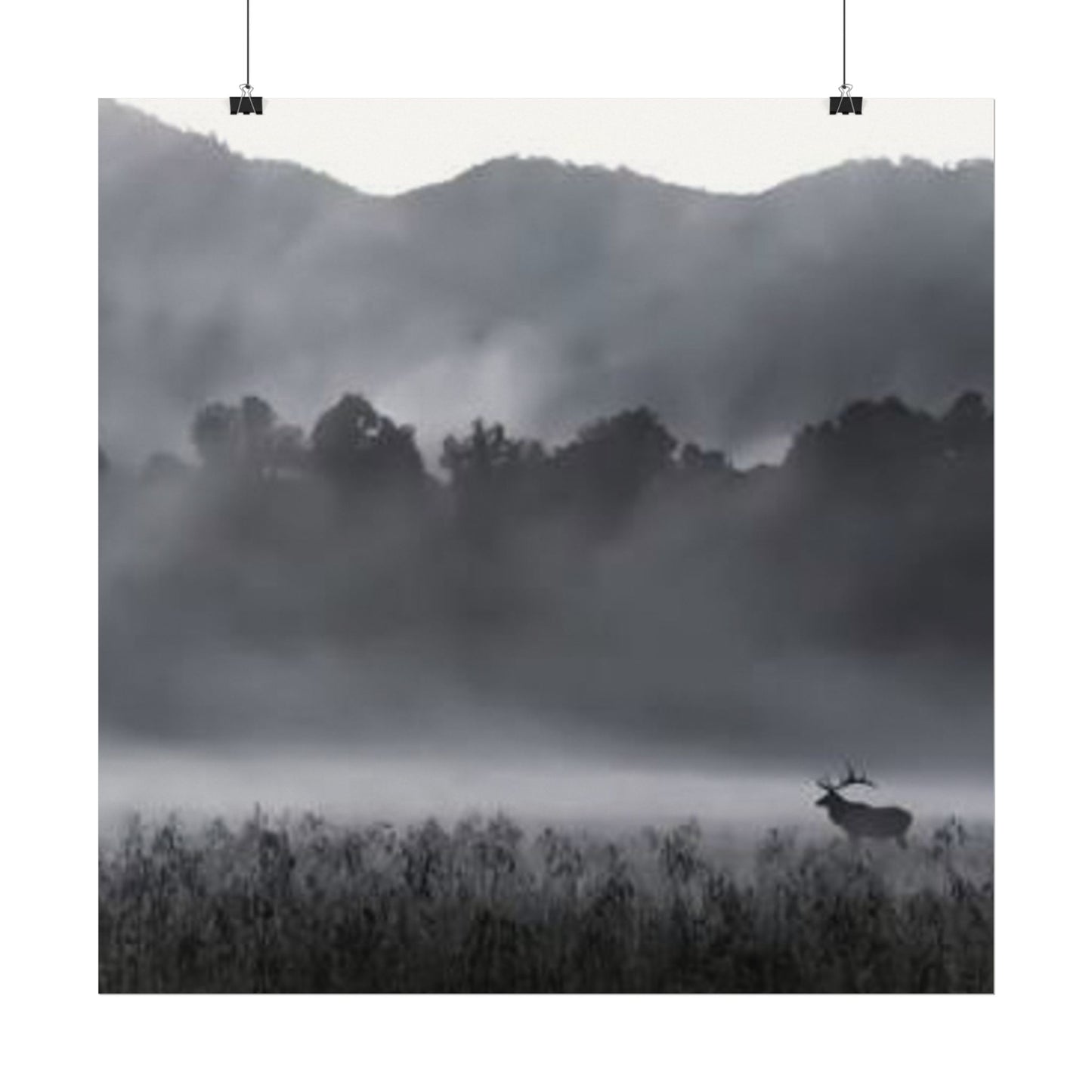 Foggy High Country– Western Textured Watercolor Matte Posters