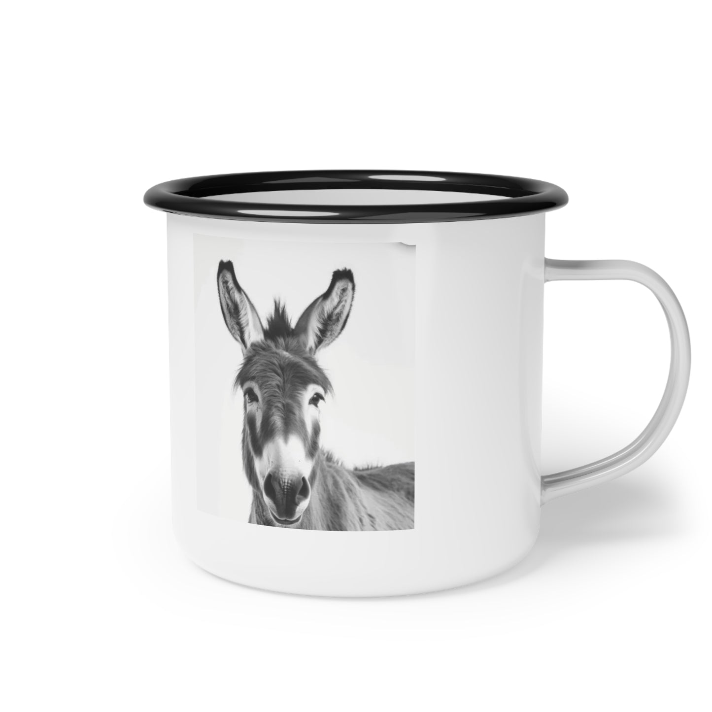 Cute Donkey Enamel Camp Cup - Perfect for Camping, Hiking, Outdoors, Gifts for Nature Lovers, Coffee Mug, Farmhouse Decor