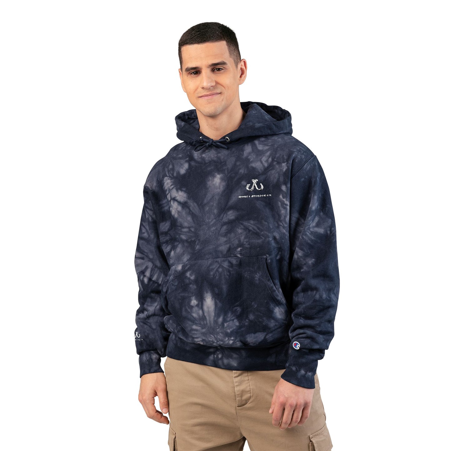 Deep Drift Chic Tie-Dye Hoodie with Embroidered Design | Unisex, Comfortable Hoodie for Everyday Wear, Gifts, Festivals, Casual Style, Trendy Apparel, Fishing Enthusiasts,  Angler Gifts, Him & Her,  Hooked Horizon Co.