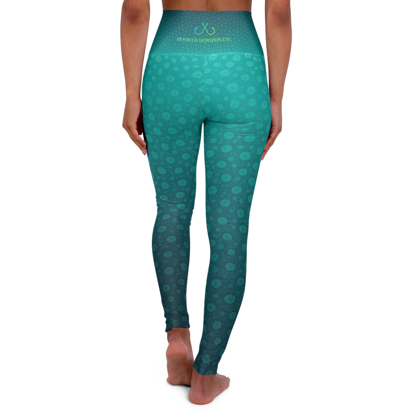 Teal Green Speckled & Spotted Hooked Horizon Co Fishing Tee High Waisted Yoga Leggings, Hooked Horizon Co,  Deep Drift- Purple, Comfortable Activewear, Fitness Pants, Ideal for Gym, Yoga, and Weekend Brunch