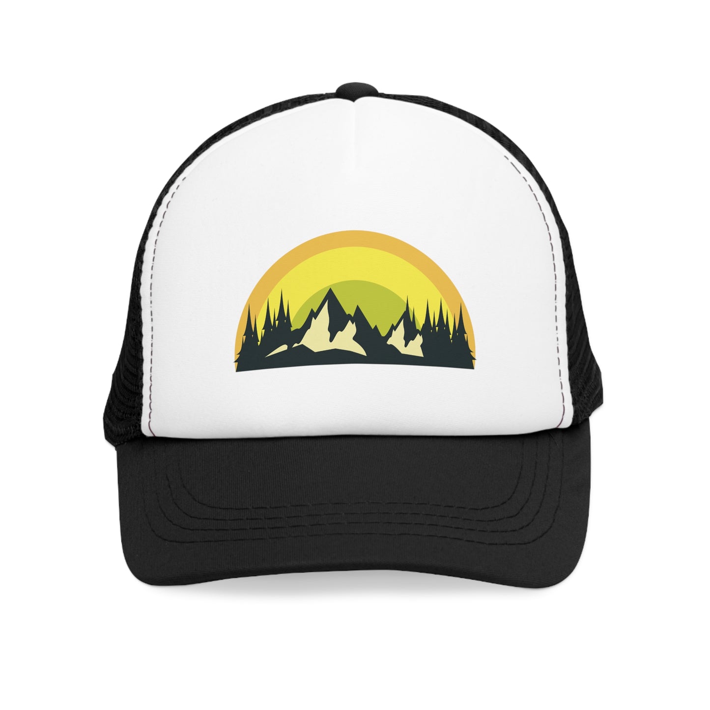Yellow Rainbow Trucker Hat, Nature Lovers Adjustable Cap