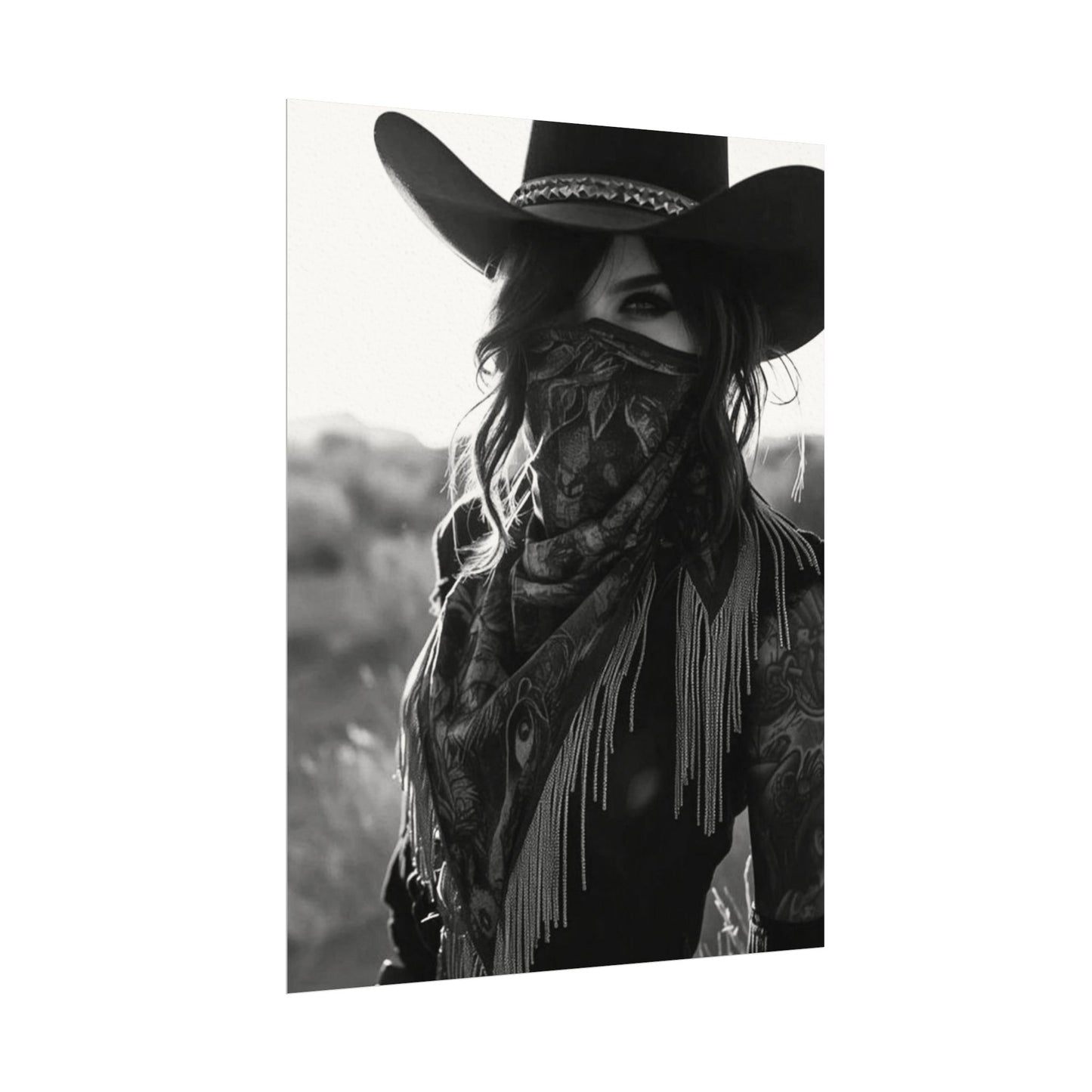 She Rode Alone— Western Outlaw Textured Watercolor Matte Posters