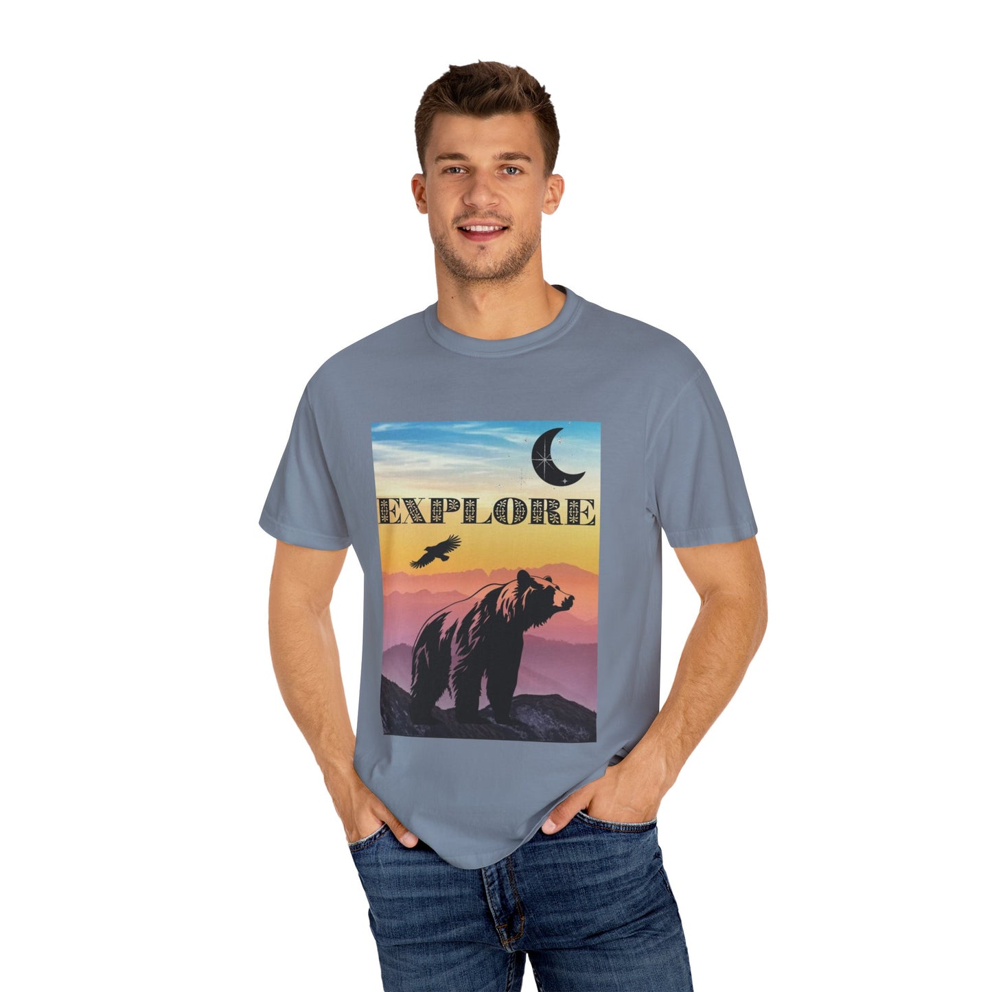 Explore Wildlife Adventure Tee Unisex Garment-Dyed T-shirt, Boho Nature Tee, Camping Shirt, Adventure Apparel, Gift for Wilderness Lovers