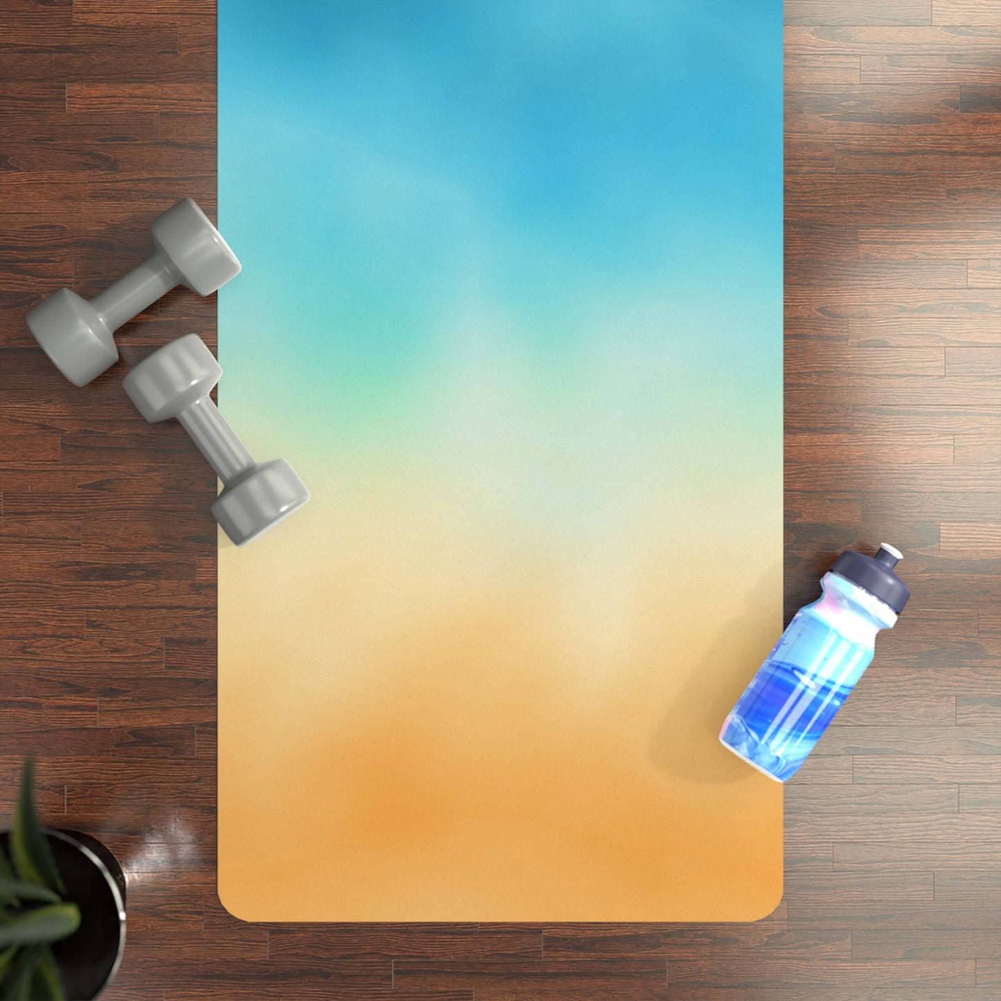 Ombre Ocean-Inspired Rubber Yoga Mat for Mindfulness, Fitness, Eco-Friendly Exercise, Home Workouts, Gift for Yogis