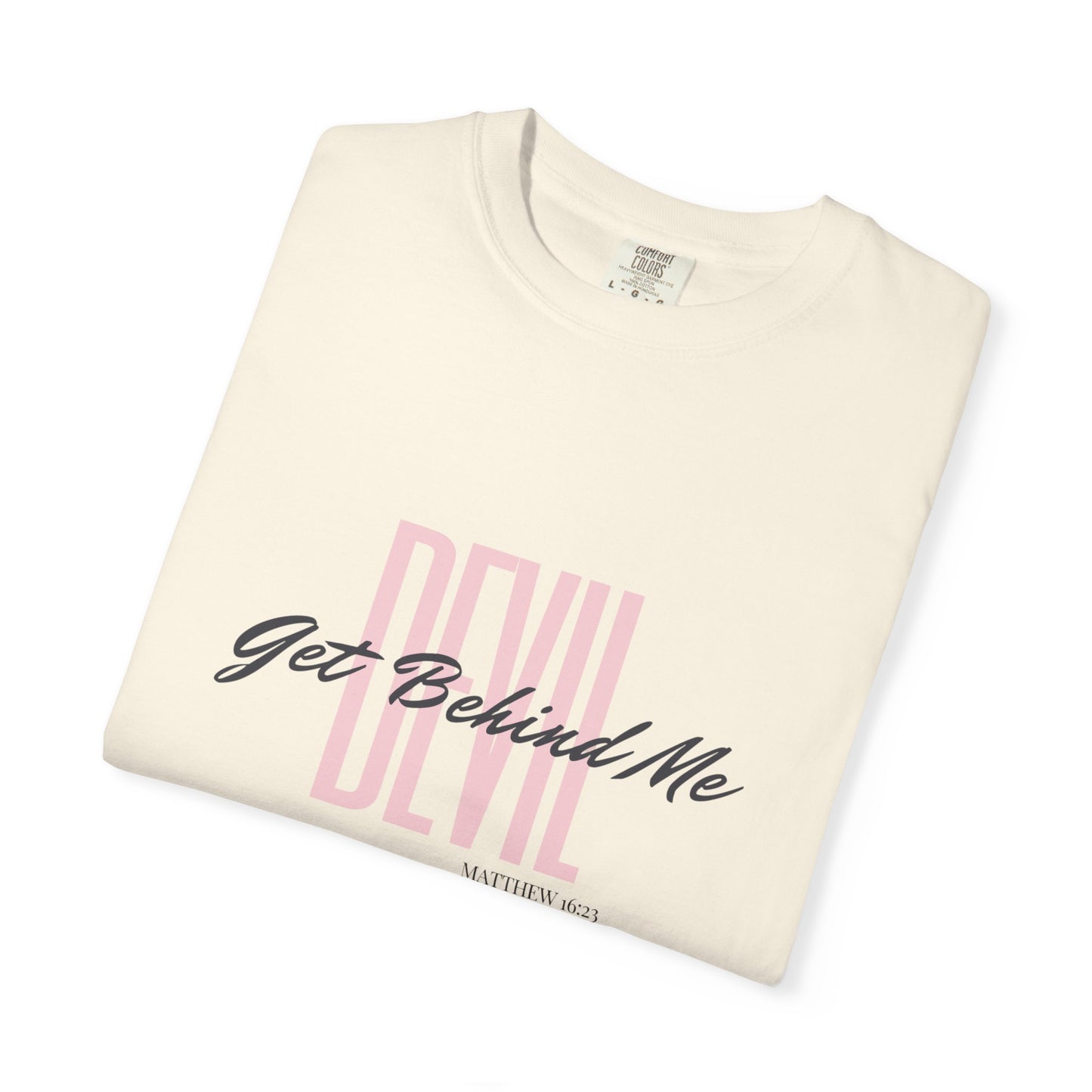 Get Behind Me Graphic T-Shirt, Unisex Gift, Christian, Spiritual Wear, Matthew 16:23 Quote, Faith-Based Apparel, Inspirational Tops