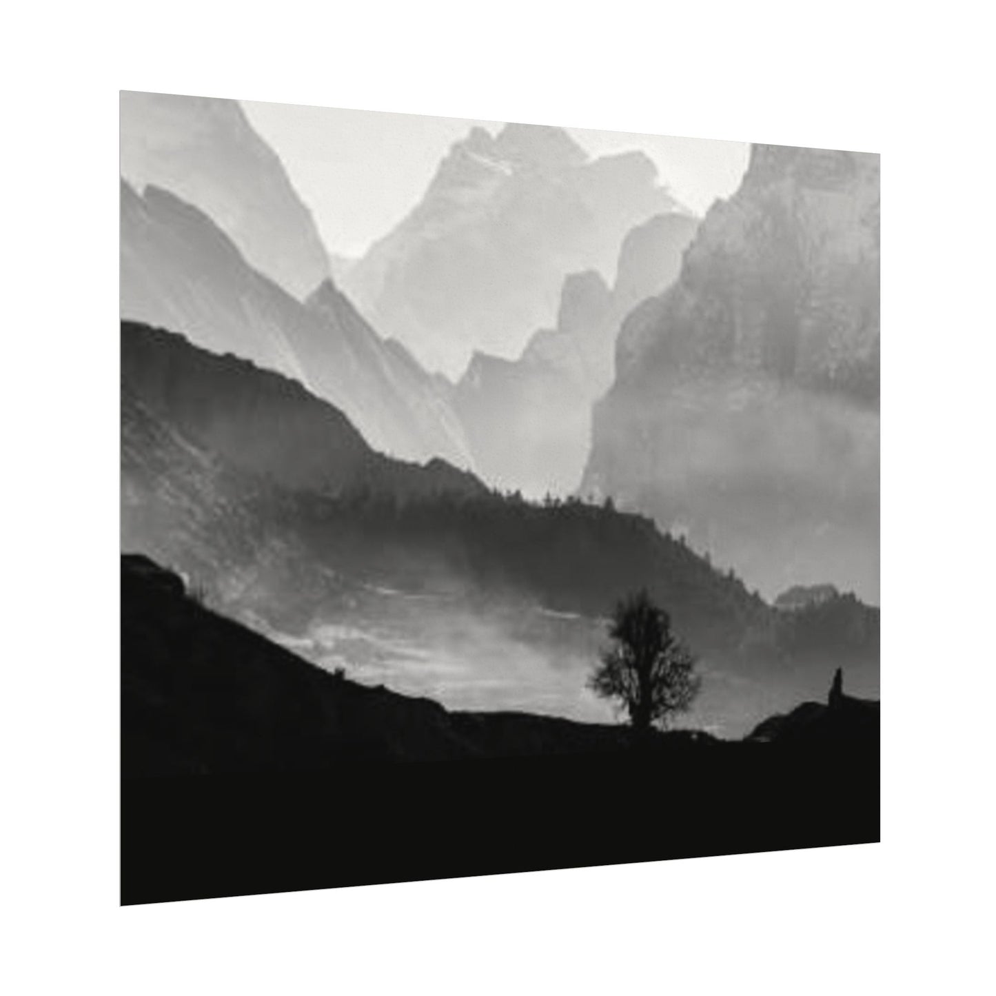 Cascading Mountains– Western Textured Watercolor Matte Posters