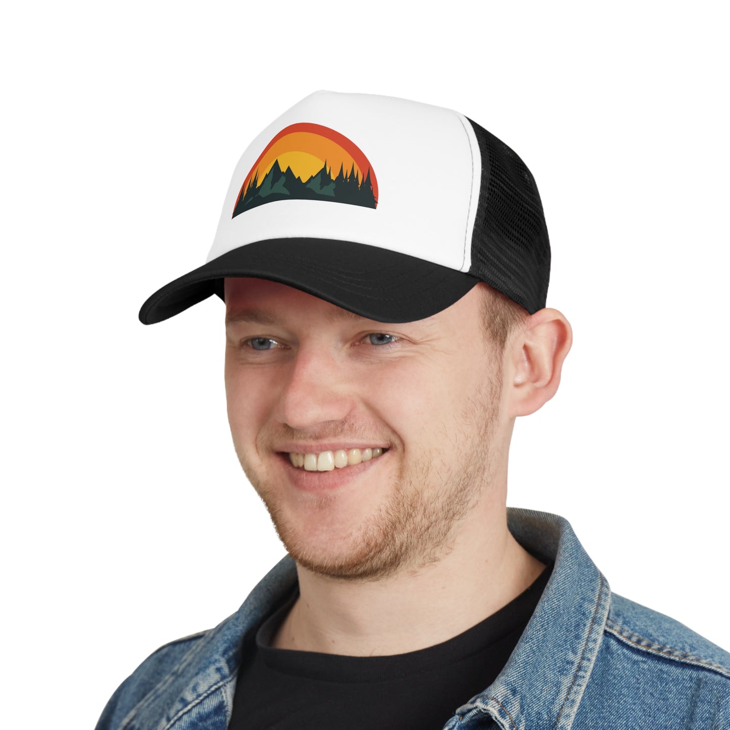 Red Rainbow Trucker Hat, Nature Lovers Adjustable Cap