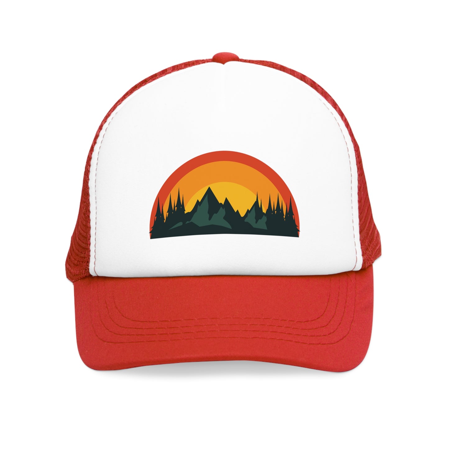 Red Rainbow Trucker Hat, Nature Lovers Adjustable Cap