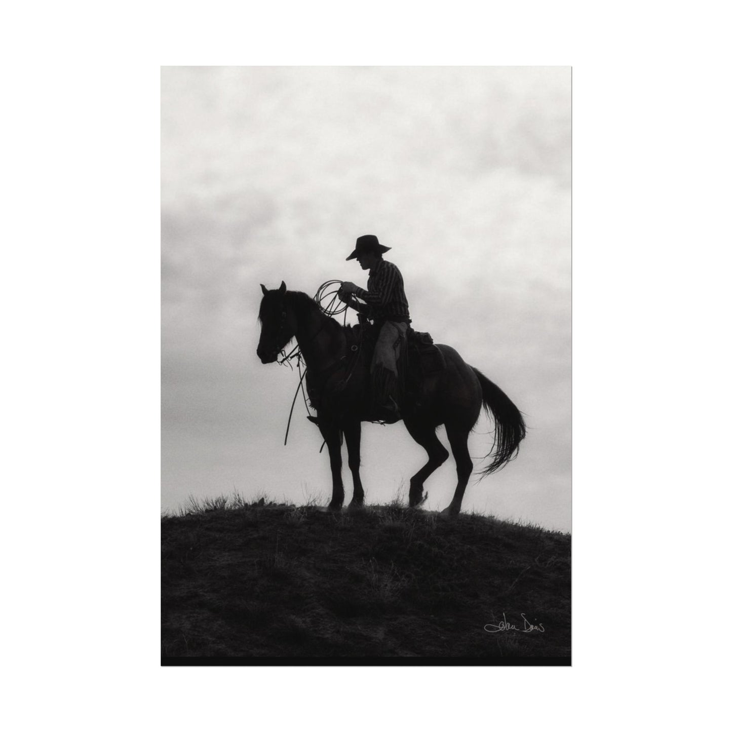 Rider On The Ridge – Western Textured Watercolor Matte Posters