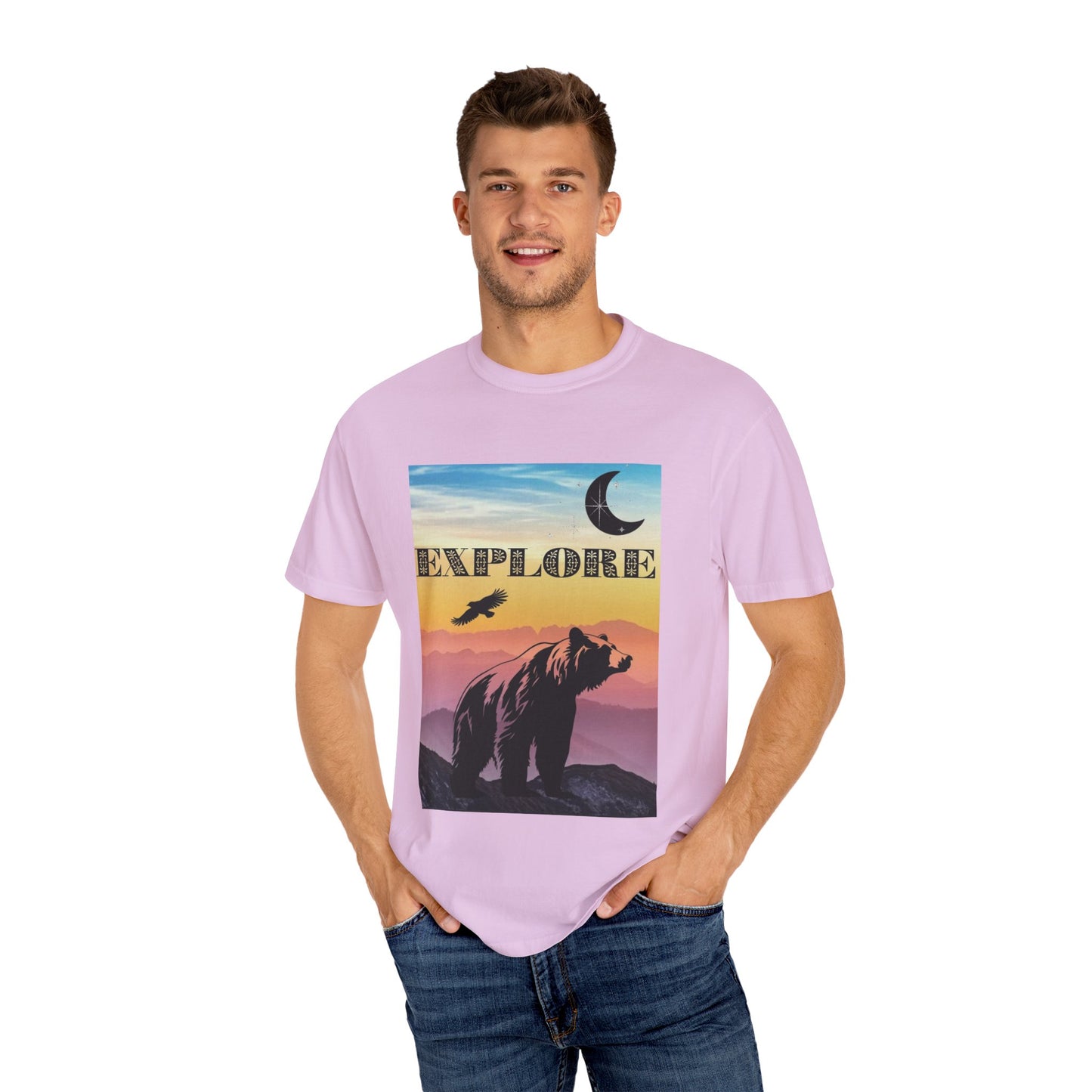 Explore Wildlife Adventure Tee Unisex Garment-Dyed T-shirt, Boho Nature Tee, Camping Shirt, Adventure Apparel, Gift for Wilderness Lovers