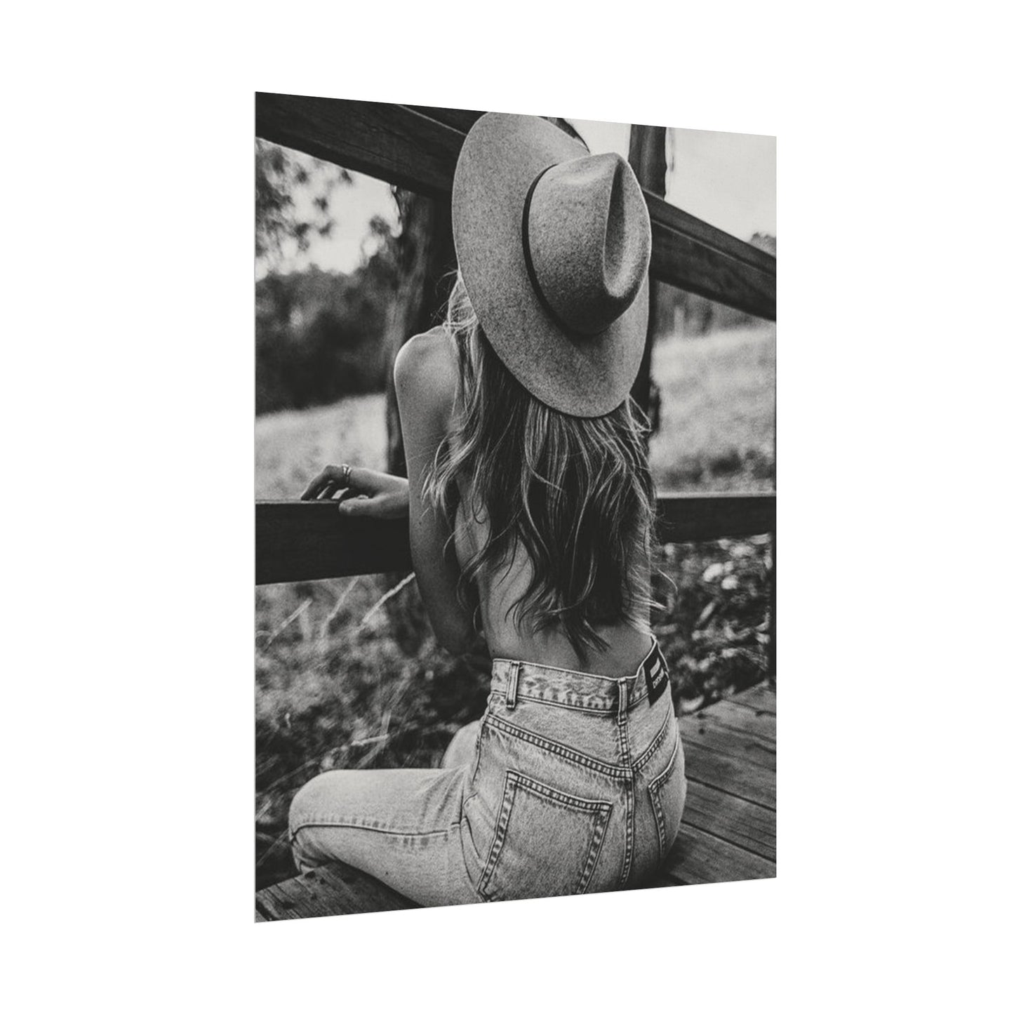 Babys Got Her Blue Jeans On – Western Textured Watercolor Matte Posters