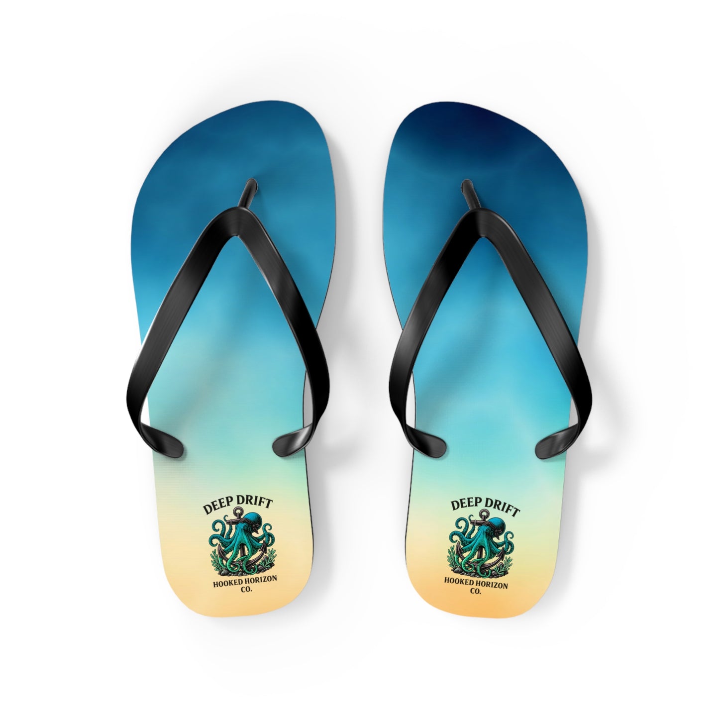 Ocean-Inspired Flip Flops, Summer Sandals, Beach Footwear, Deep Drift, Vacation Essentials, Nautical Gift