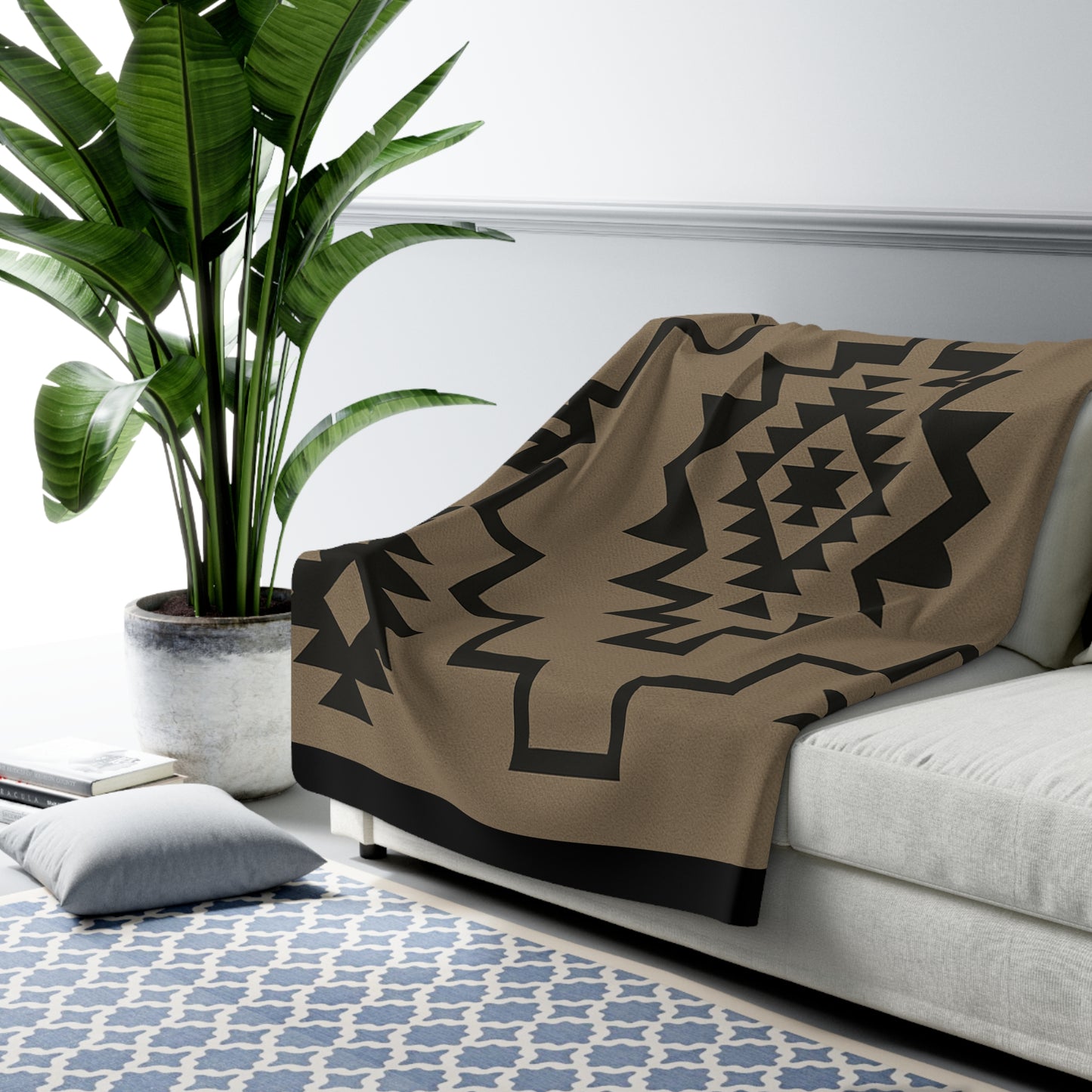 Josephine Sherpa Fleece Blanket - Modern Tribal Design, Perfect for Home Decor, Gift for Him/Her, Winter Warmth, Beach Blanket