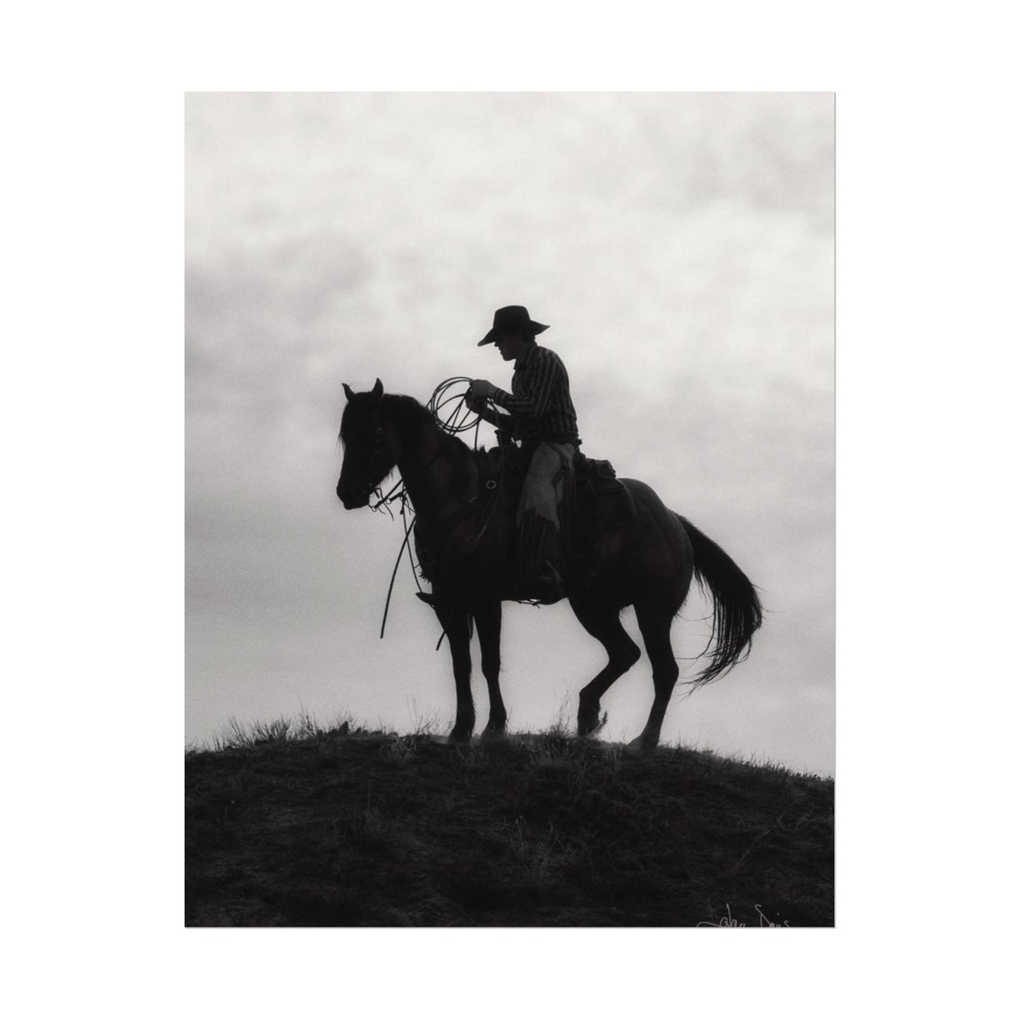Rider On The Ridge – Western Textured Watercolor Matte Posters