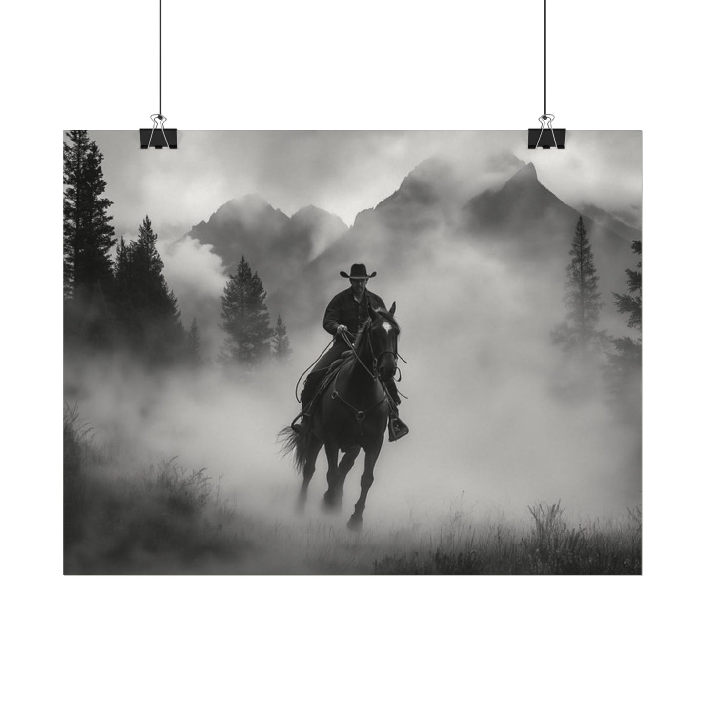 Storm Rider– Western Textured Watercolor Matte Posters