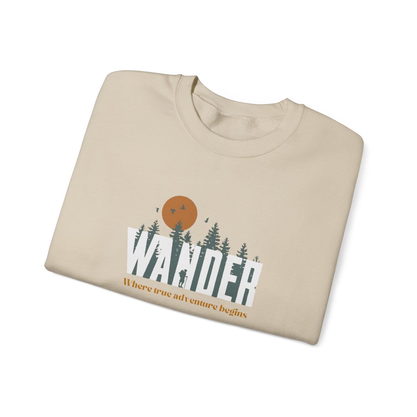 Wander Crewneck Sweatshirt - Cozy Adventure Sweater for Nature Lovers, Perfect for Camping, Travel, Gifts