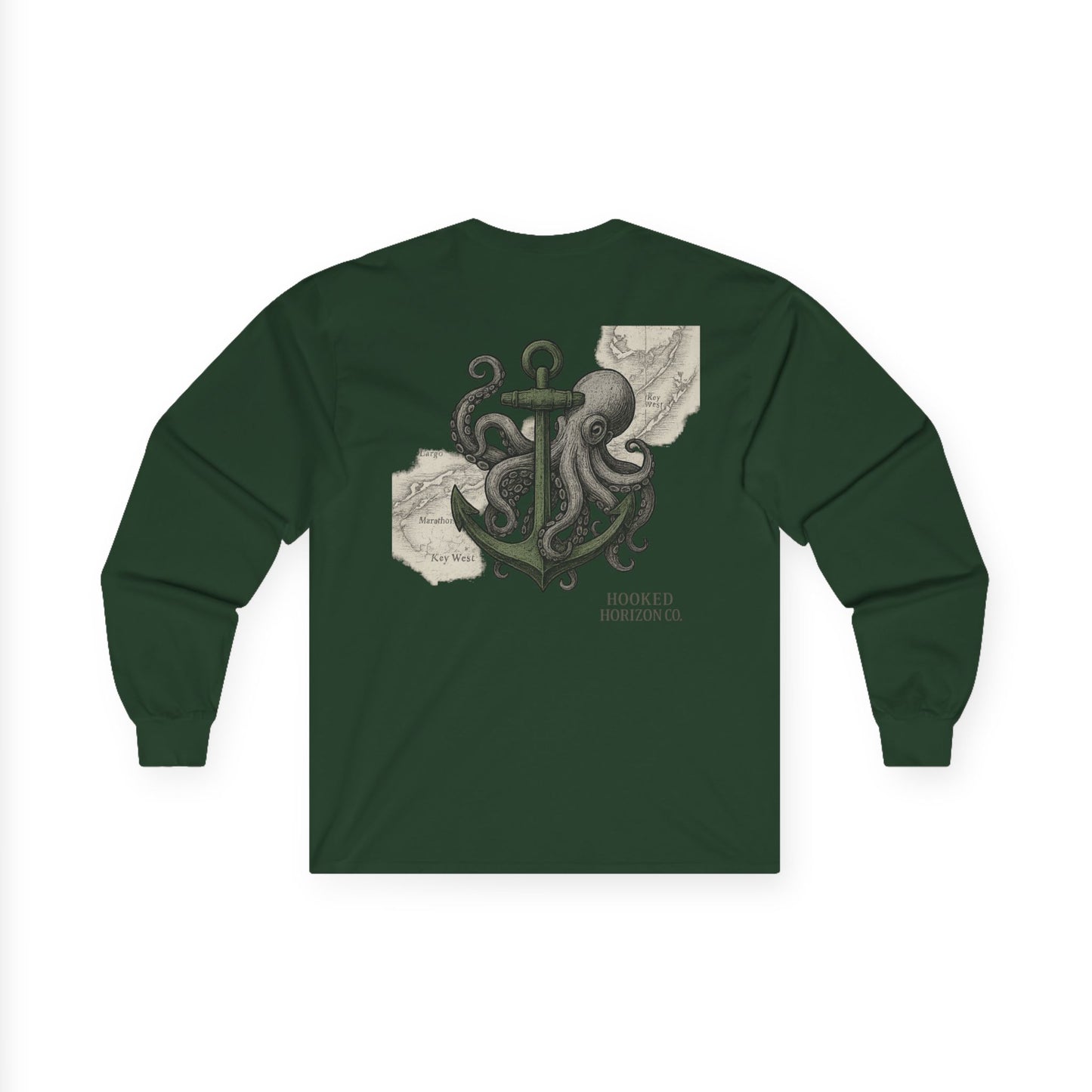 Octopus & Anchor Long Sleeve Tee, Unisex Cotton Shirt, Nautical Gift, Beachwear, Casual Outfit, Ocean Lover Apparel