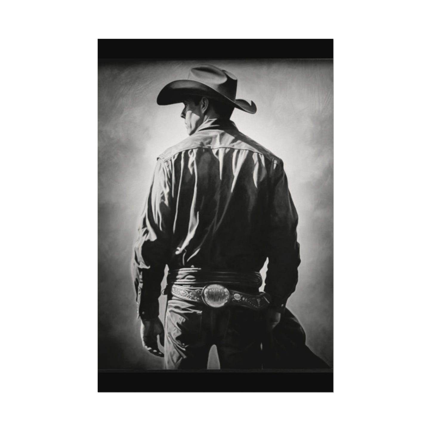 The Lone Rider – Western Textured Watercolor Matte Posters