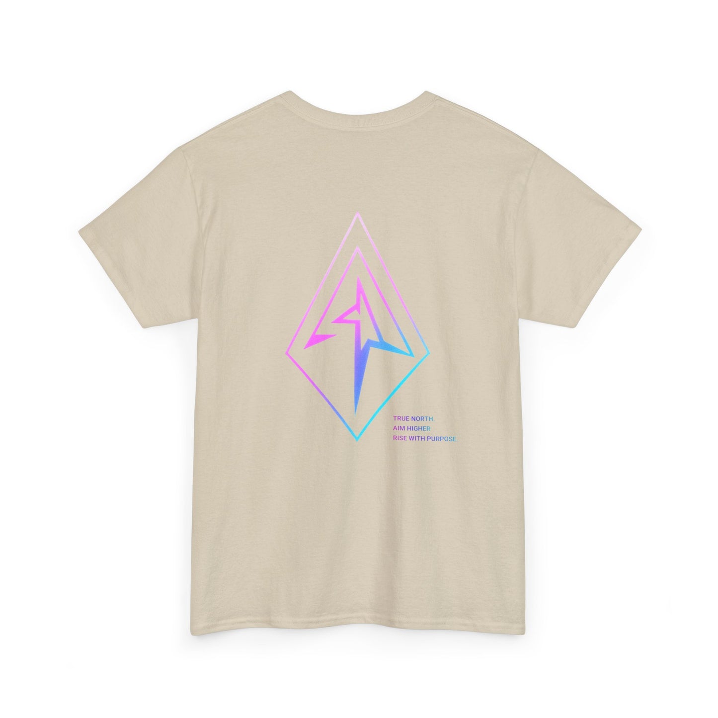 Arrow Ridge Gradient Tee — Minimal Origami Logo T-Shirt with Pastel Holographic Design