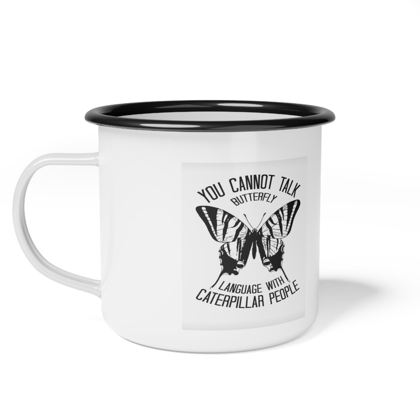 Butterfly -Inspired Enamel Camp Cup - Perfect for Camping, Hiking, or Coffee Lovers, Retro Mug, Outdoors Gift, Unique Collectible
