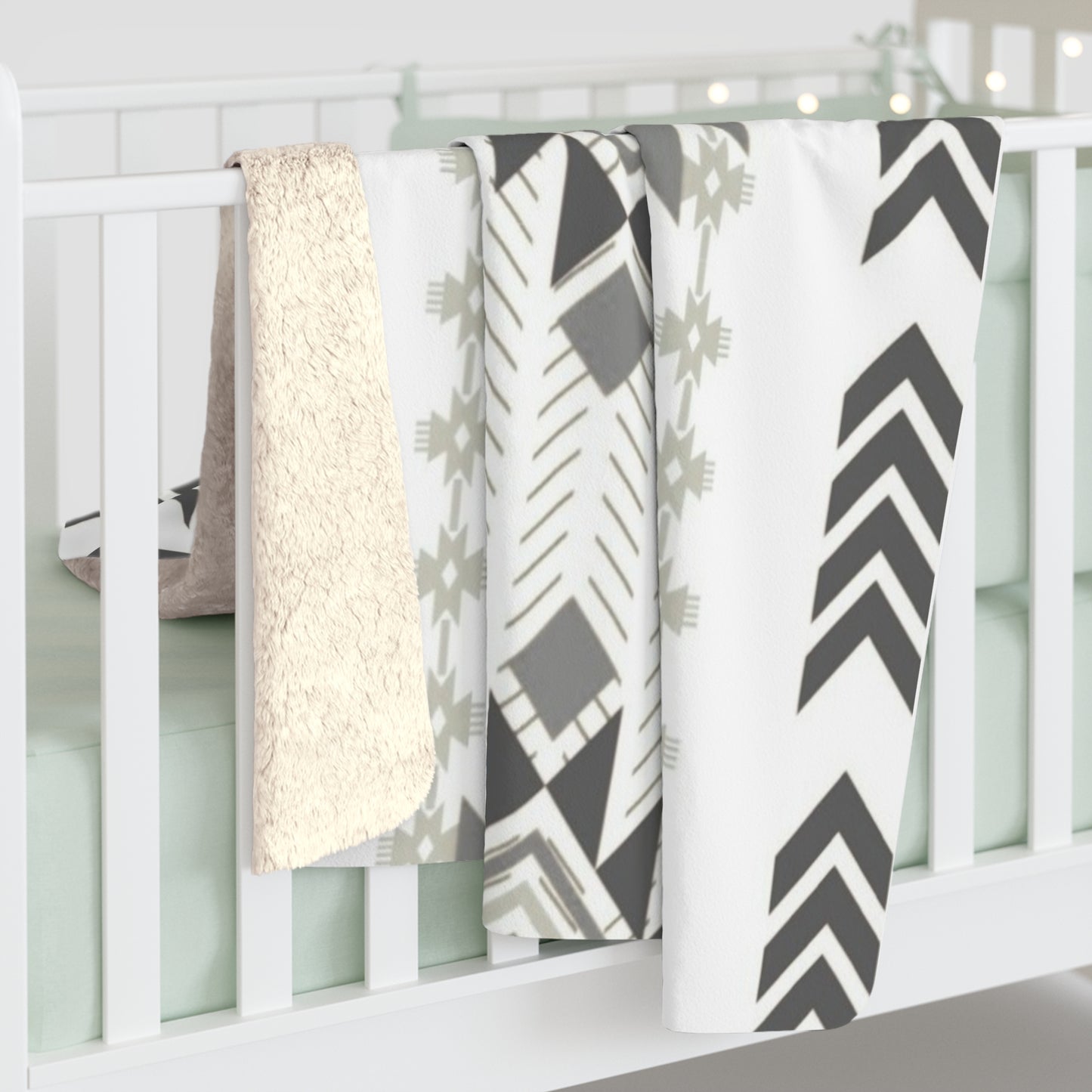 Jordan Sherpa Fleece Blanket - Modern Tribal Design, Perfect for Home Decor, Gift for Him/Her, Winter Warmth, Beach Blanket