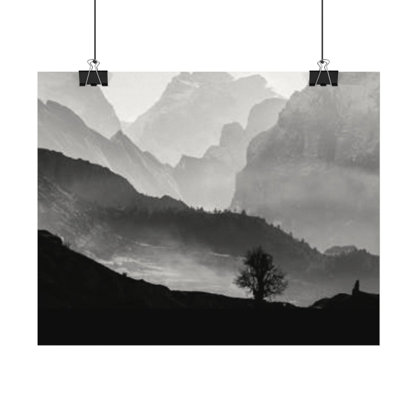 Cascading Mountains– Western Textured Watercolor Matte Posters