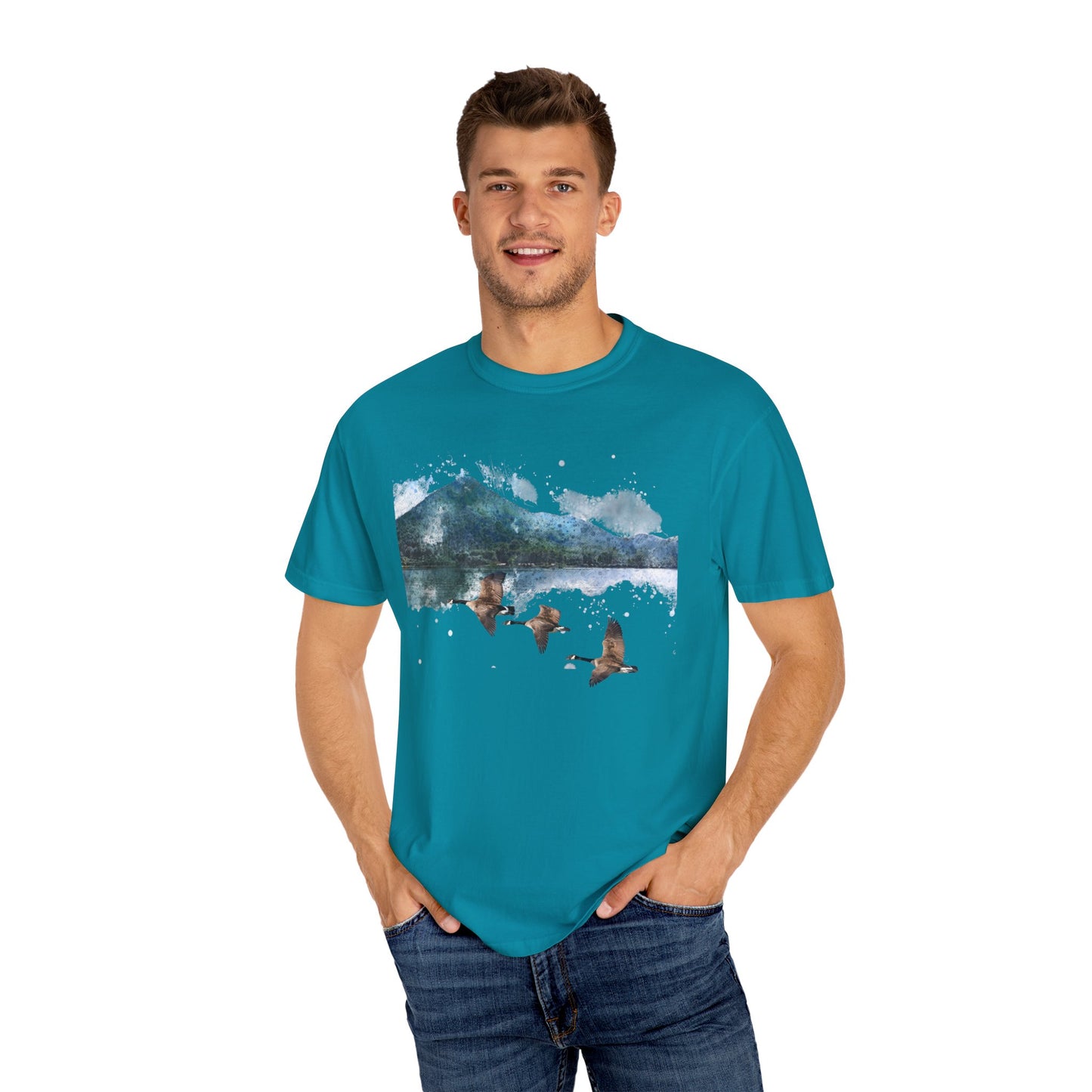 Geese Wildlife Adventure Tee Unisex Garment-Dyed T-shirt, Boho Nature Tee, Camping Shirt, Adventure Apparel, Gift for Wilderness Lovers