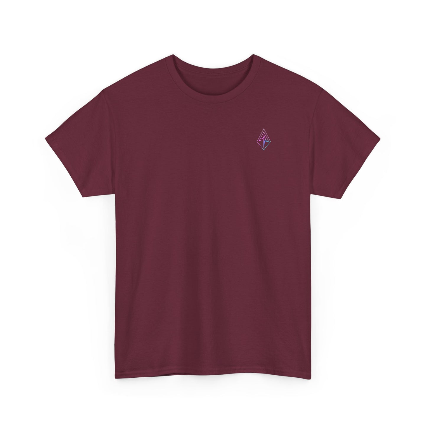 Arrow Ridge Gradient Tee — Minimal Origami Logo T-Shirt with Pastel Holographic Design