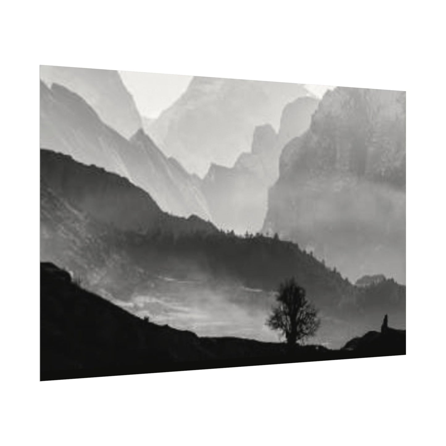 Cascading Mountains– Western Textured Watercolor Matte Posters