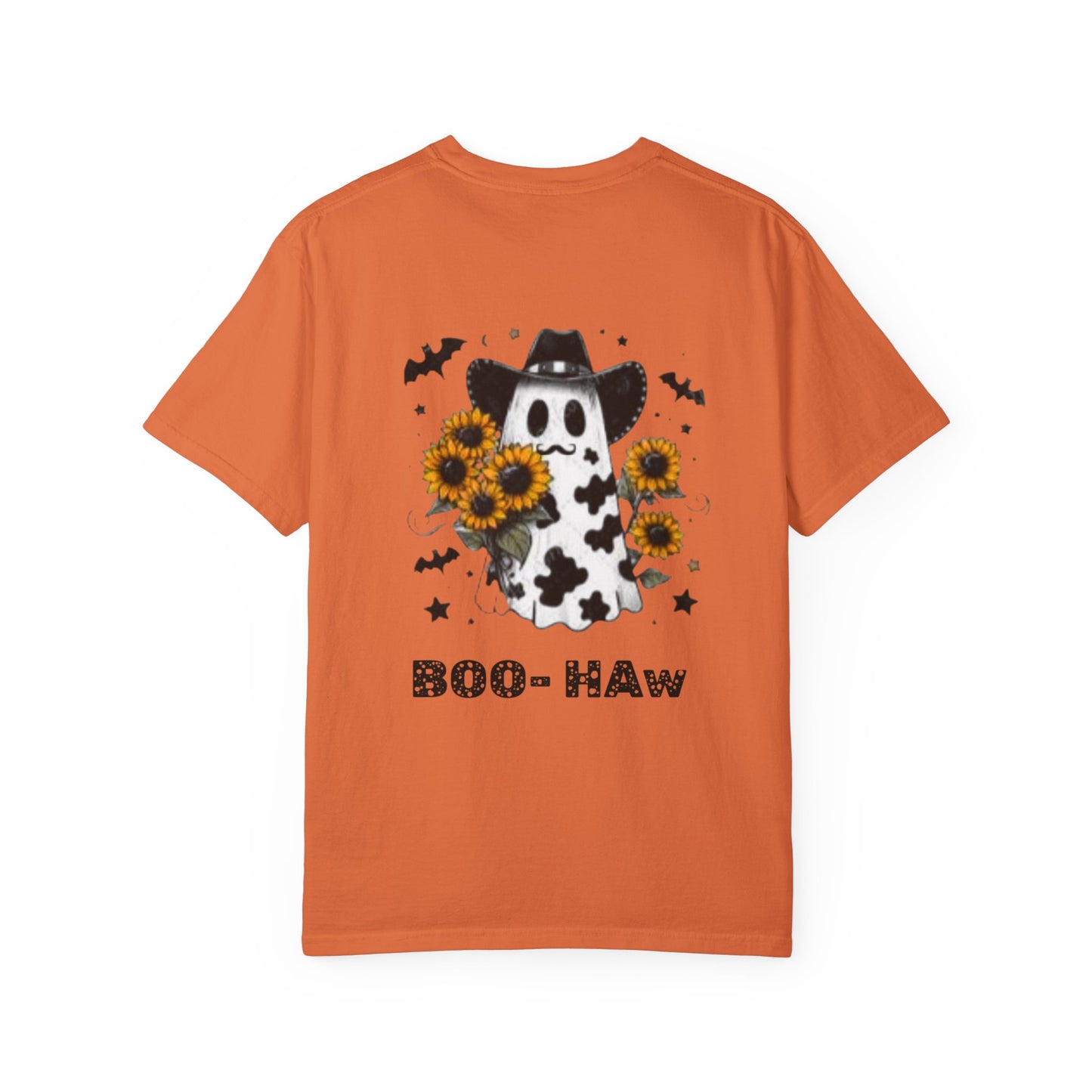Boo- Haw Ghost Flower Tee Unisex Garment-Dyed T-shirt, Black & White, Vintage Western, Western lover gifts